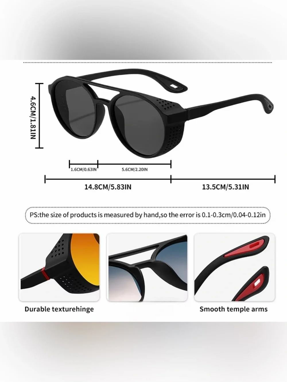 Black Sunglasses with Side Shield Protection - Unbranded